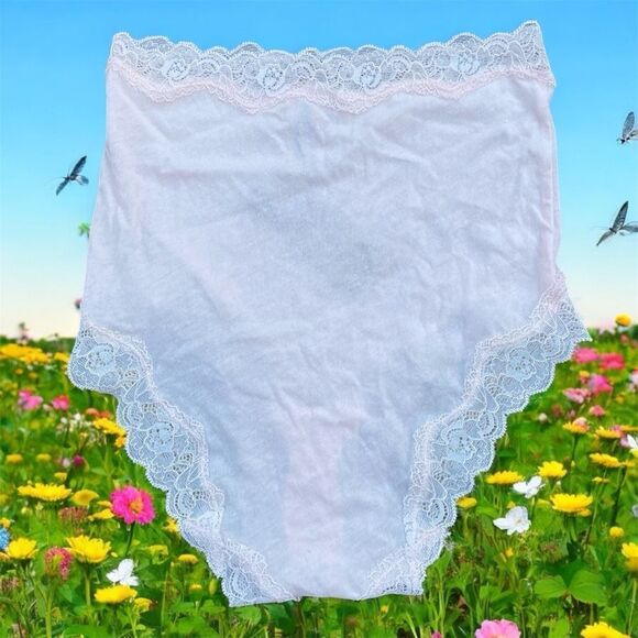 NWT New Only Hearts Organic Cotton Pink Lace High Waist Brief Underwear Small - Picture 4 of 7